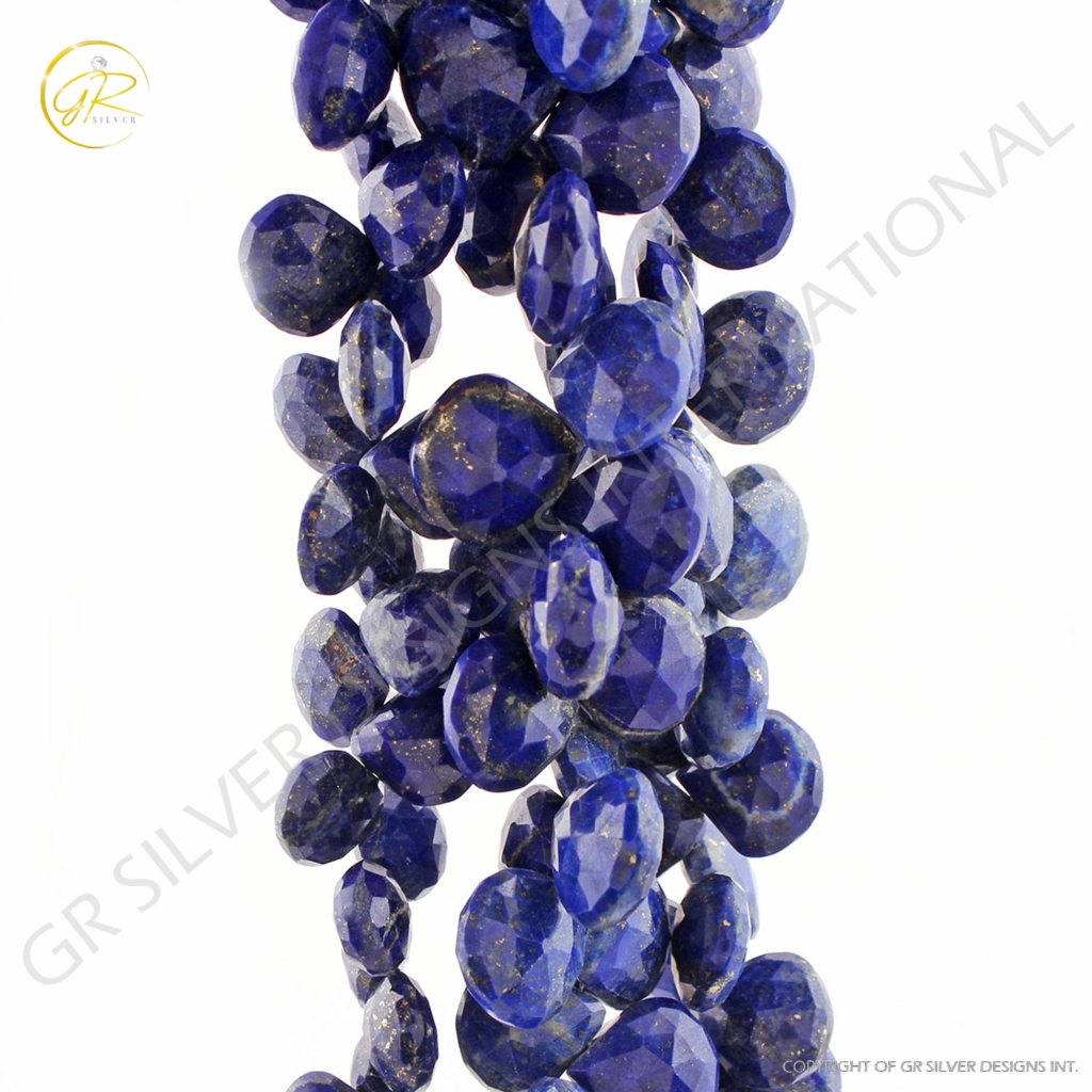 10-13mm Heart Shape Lapis Lazuli Faceted Gemstone Beads