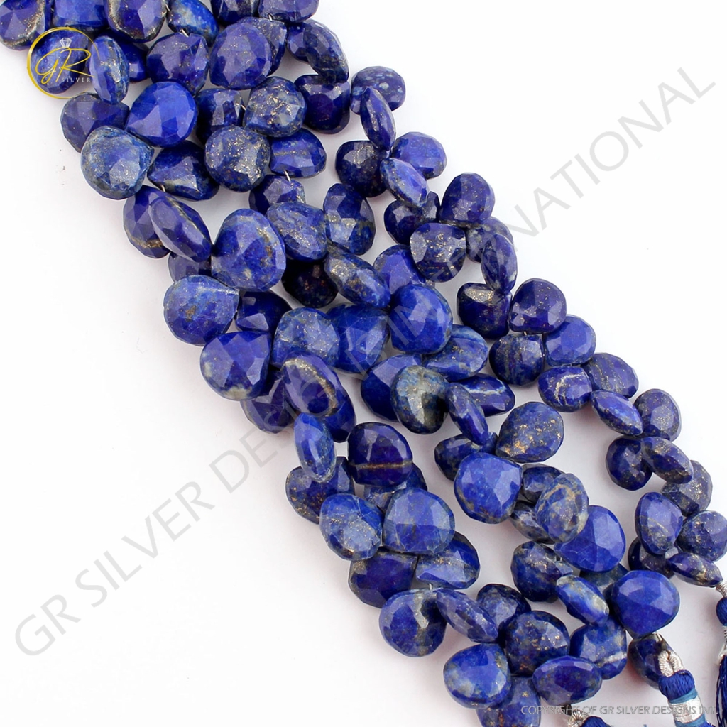 10-13mm Heart Shape Lapis Lazuli Faceted Gemstone Beads