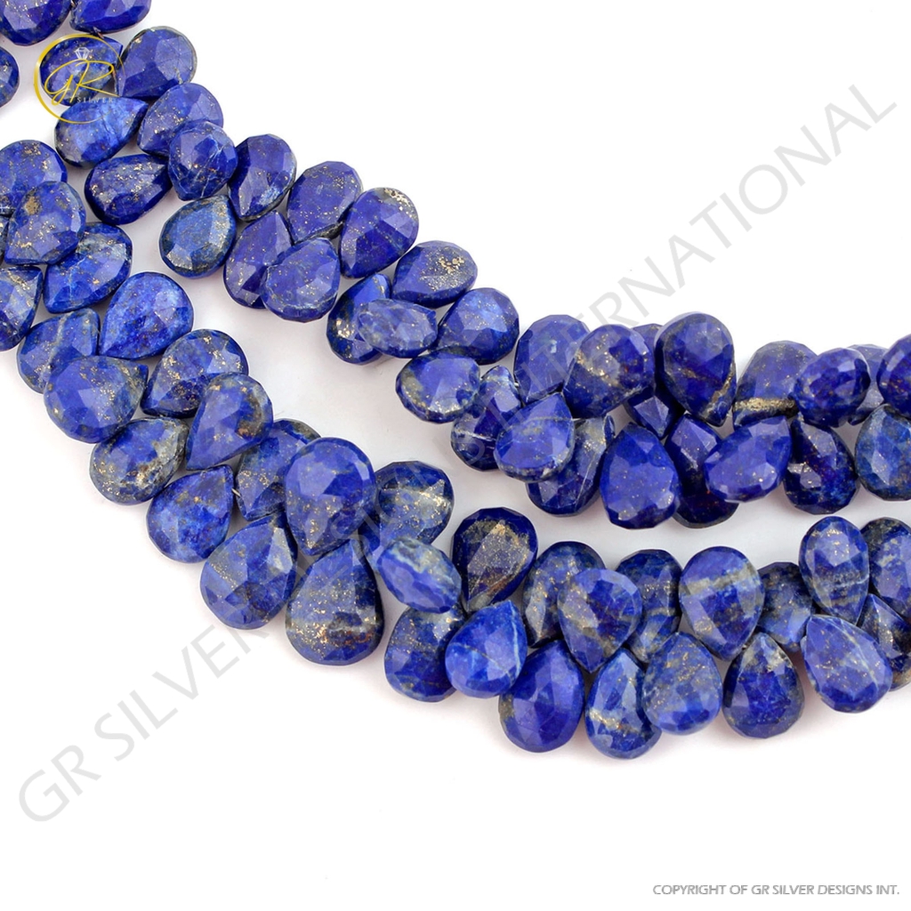 Wholesale Pear Lapis Lazuli Handmade 3 Strands Beads 8 Inches