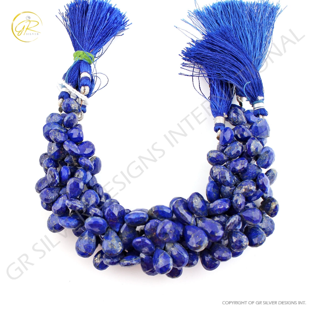 Wholesale Pear Lapis Lazuli Handmade 3 Strands Beads 8 Inches