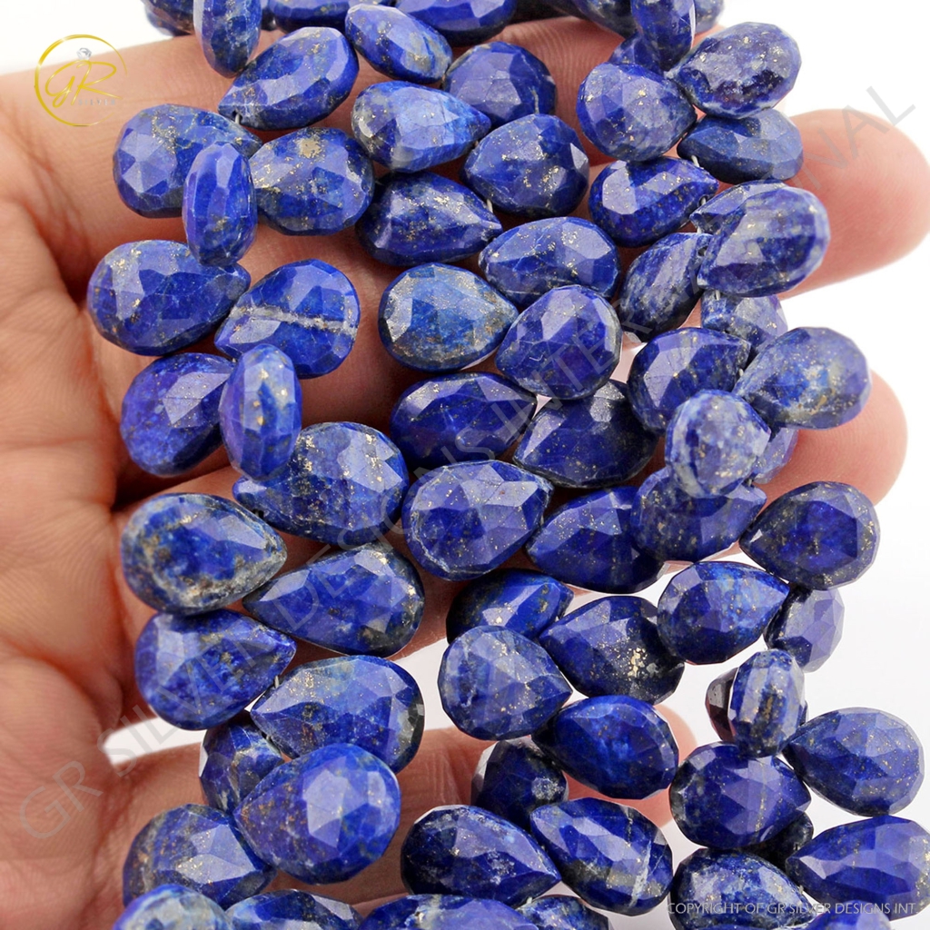 Wholesale Pear Lapis Lazuli Handmade 3 Strands Beads 8 Inches