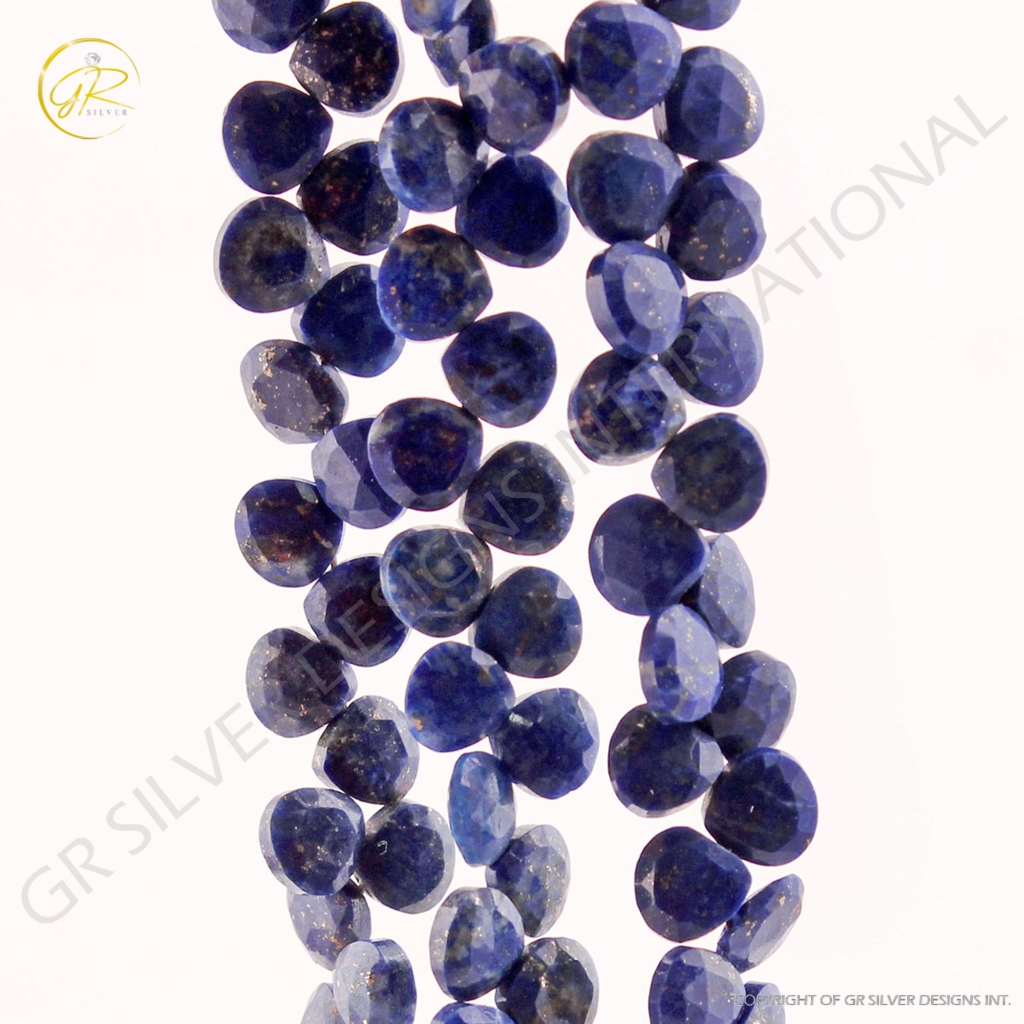 Faceted Lapis Lazuli Heart Shape Handmade Beads For Jewelry