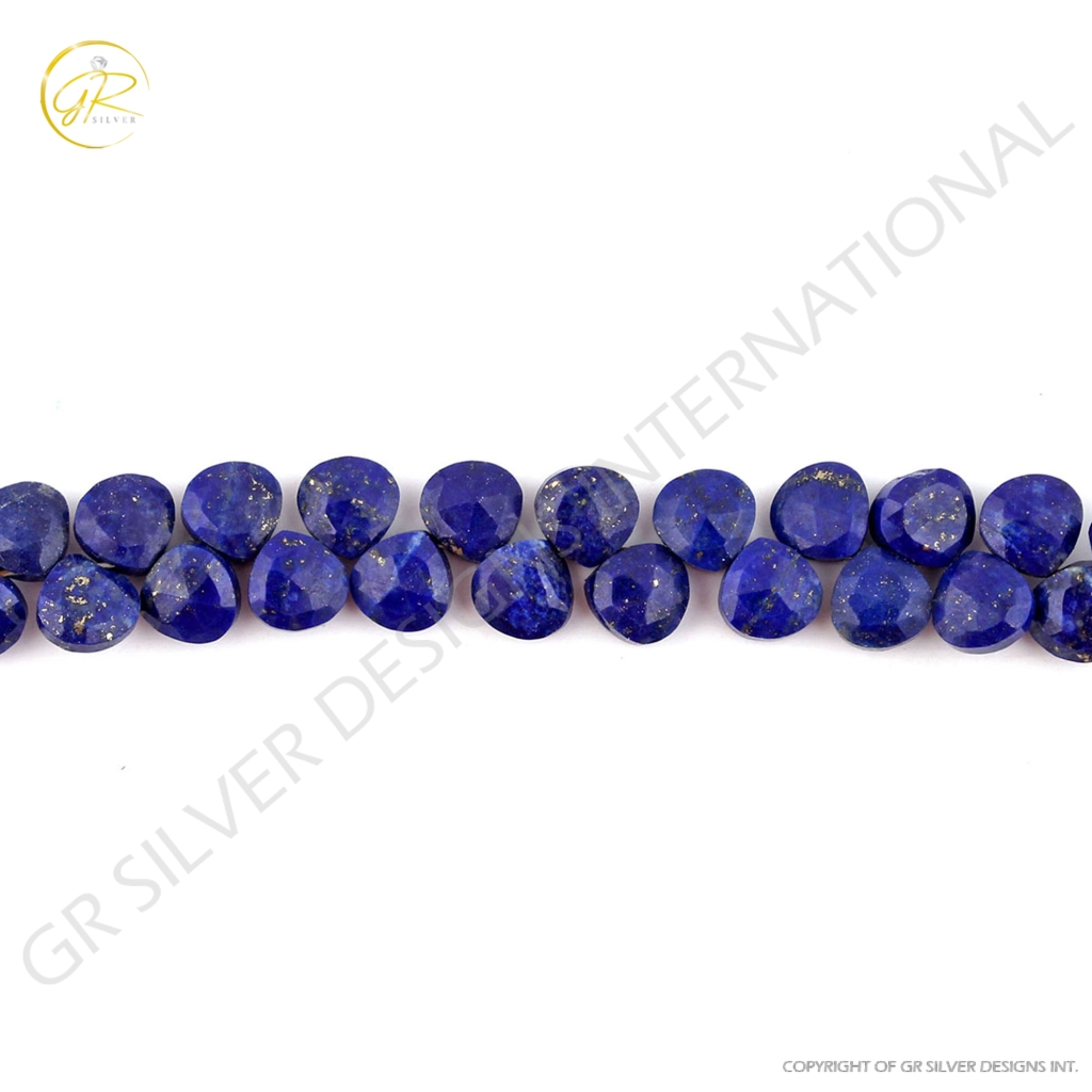 Faceted Lapis Lazuli Heart Shape Handmade Beads For Jewelry