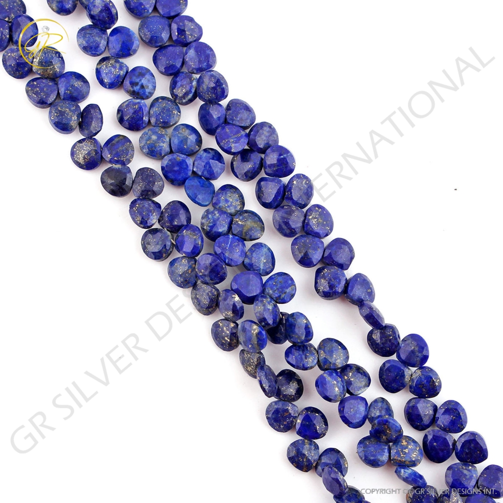 Faceted Lapis Lazuli Heart Shape Handmade Beads For Jewelry