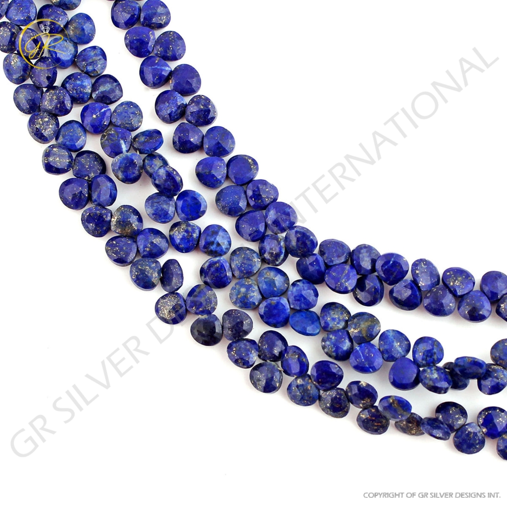 Faceted Lapis Lazuli Heart Shape Handmade Beads For Jewelry