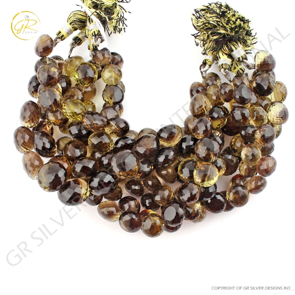 Bio Lemon Quartz Handmade Onion Shape Gemstone Beads