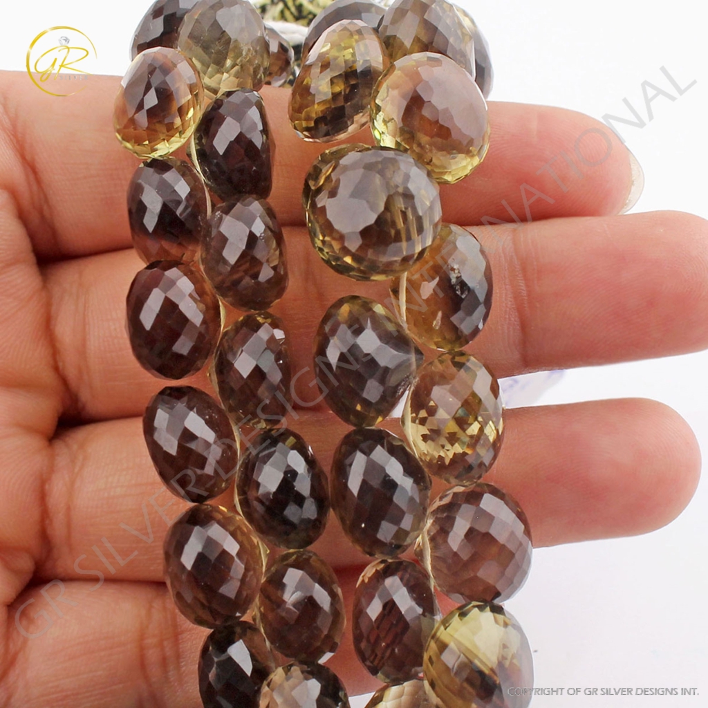 Bio Lemon Quartz Handmade Onion Shape Gemstone Beads