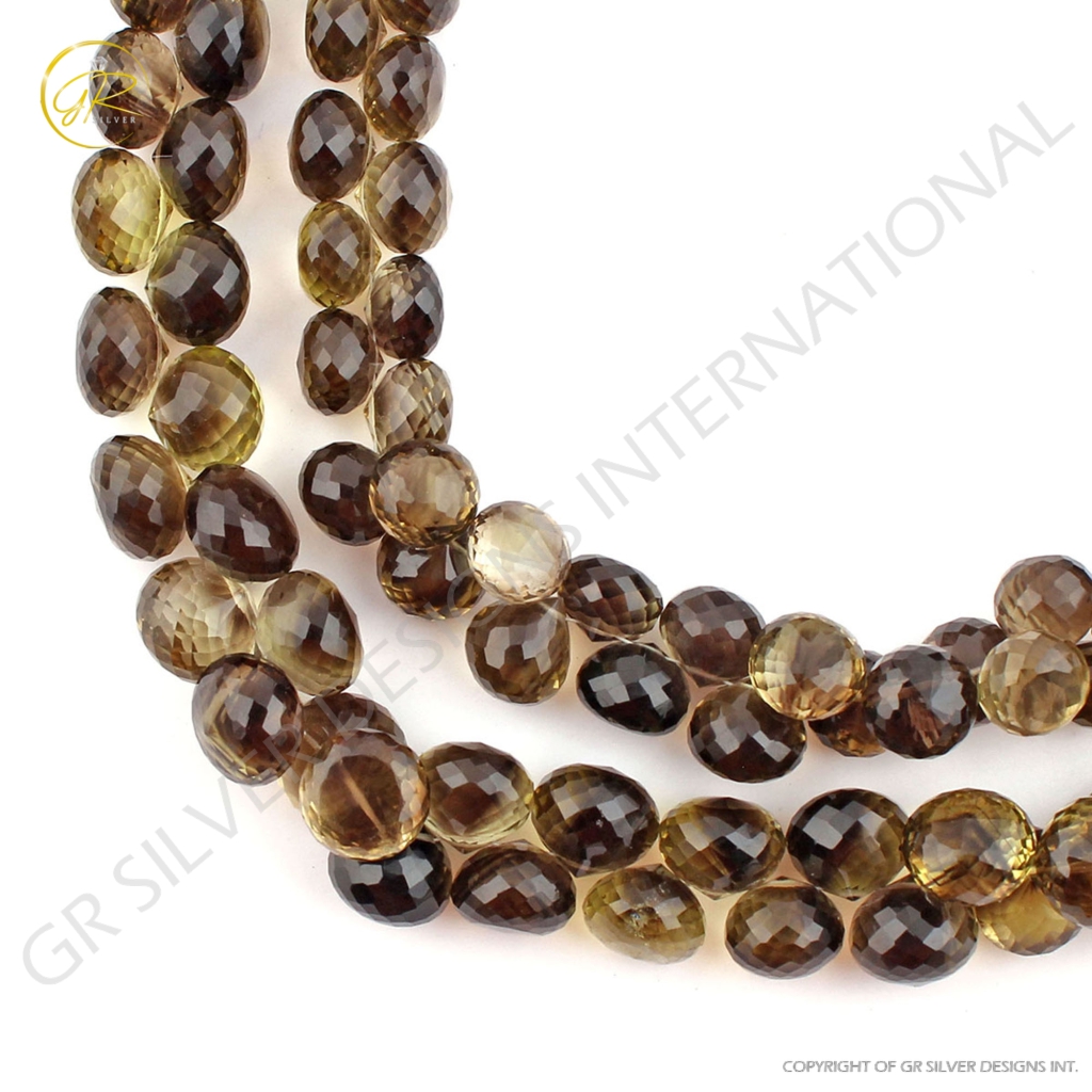 Bio Lemon Quartz Handmade Onion Shape Gemstone Beads