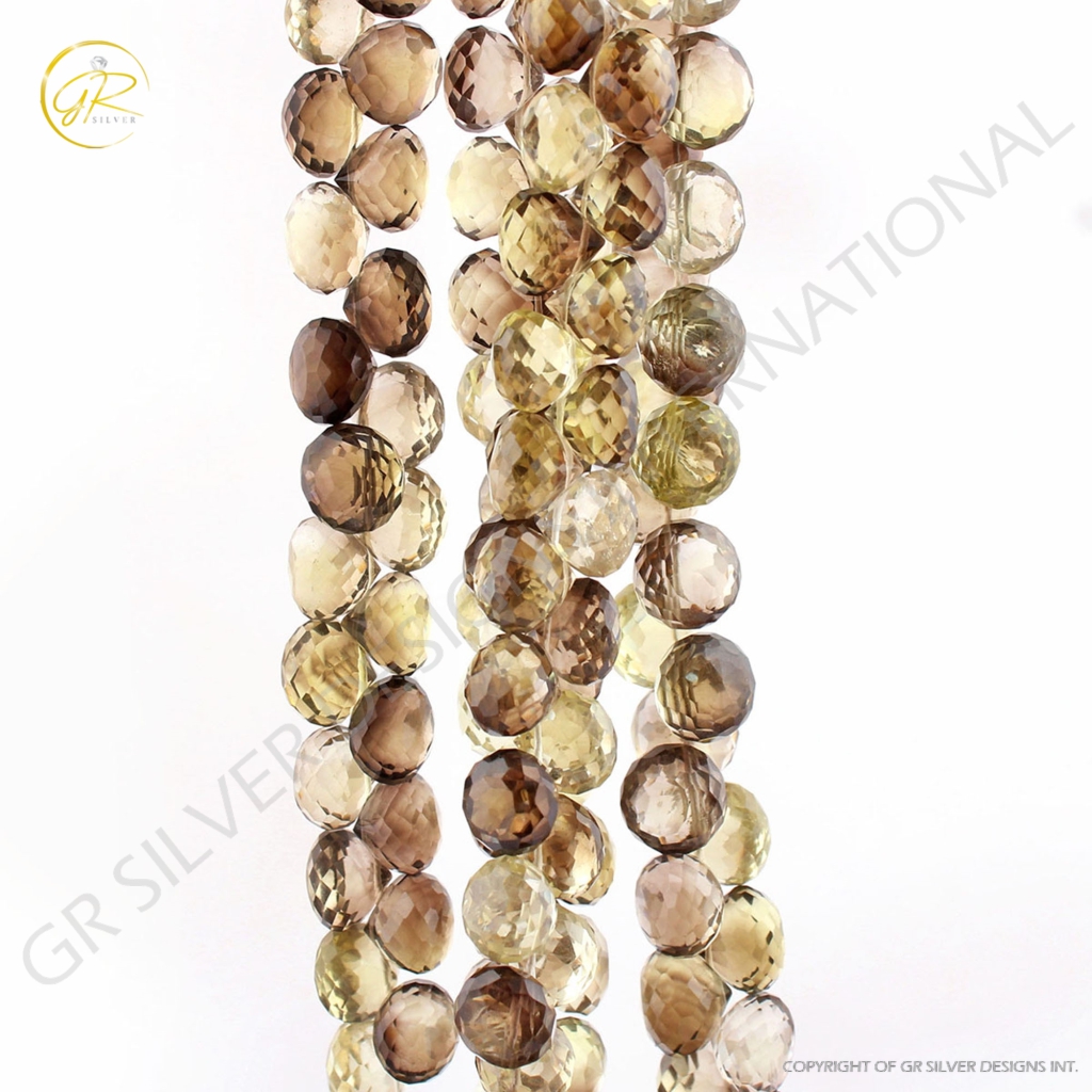 Bio Lemon Quartz Faceted 7-8mm Onion Shape Handmade Beads