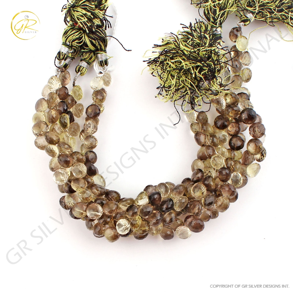 Bio Lemon Quartz Faceted 7-8mm Onion Shape Handmade Beads