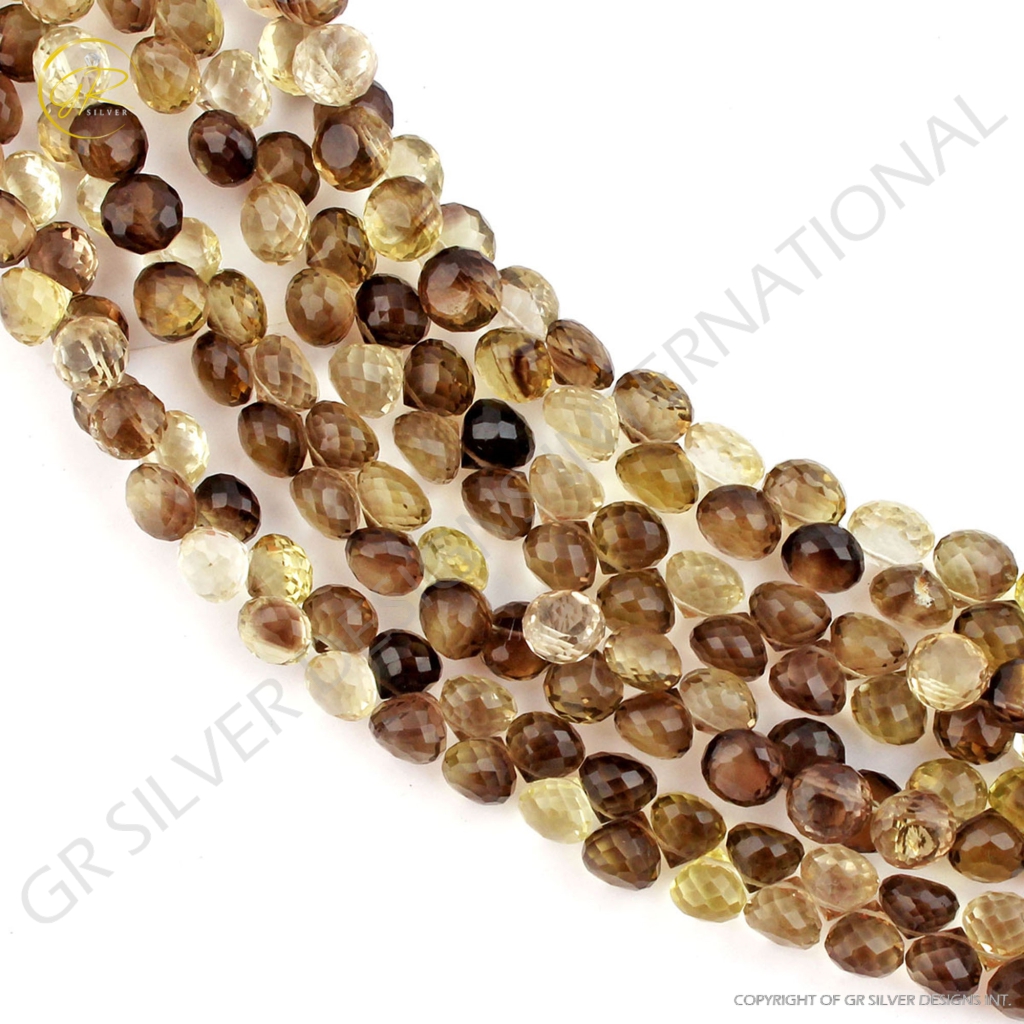 Bio Lemon Quartz Faceted 7-8mm Onion Shape Handmade Beads