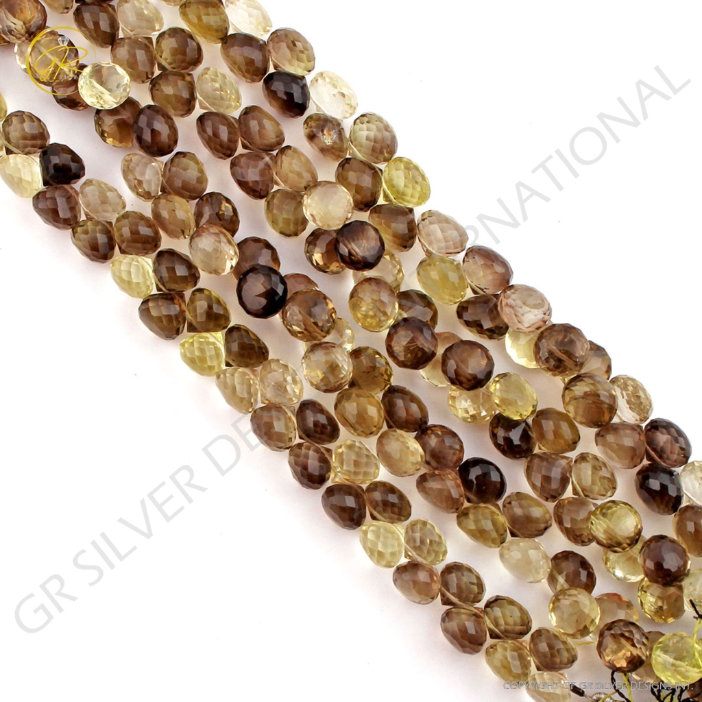 Bio Lemon Quartz Faceted 7-8mm Onion Shape Handmade Beads