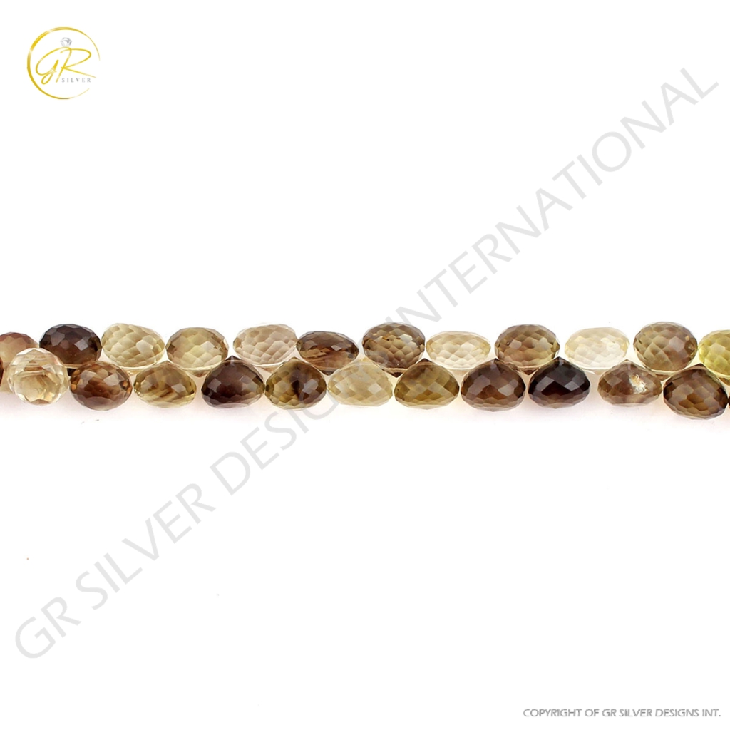 Bio Lemon Quartz Faceted 7-8mm Onion Shape Handmade Beads