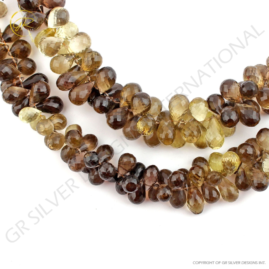 High Quality Bio Lemon Quartz Faceted Onion Shape Gemstone Beads