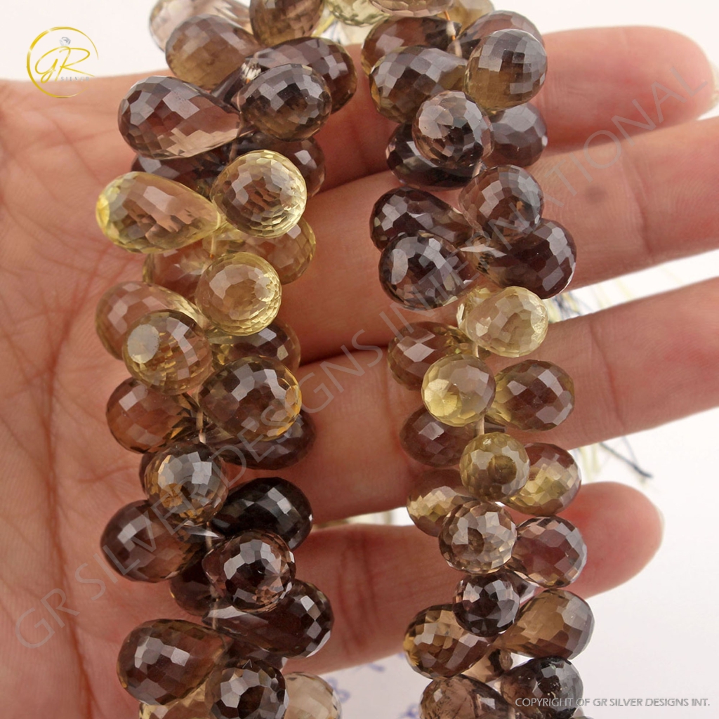 High Quality Bio Lemon Quartz Faceted Onion Shape Gemstone Beads