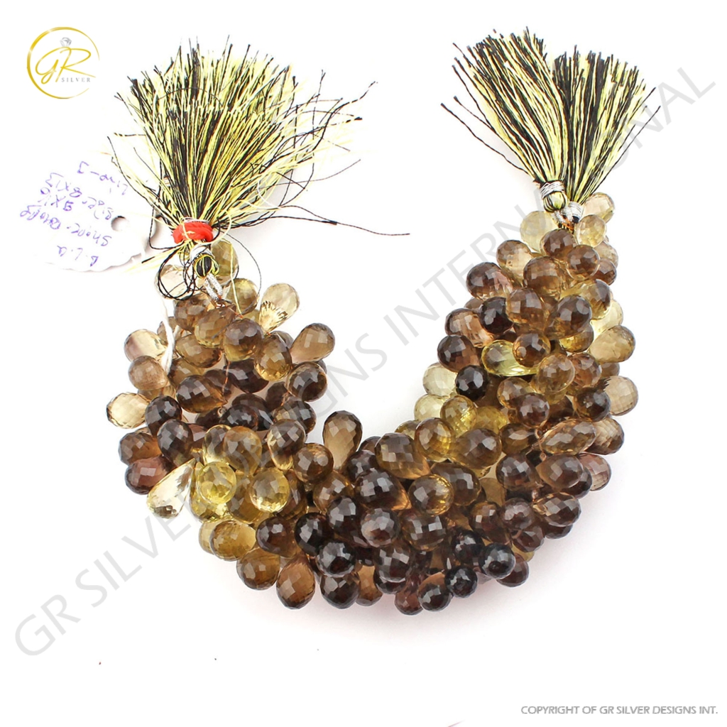 High Quality Bio Lemon Quartz Faceted Onion Shape Gemstone Beads