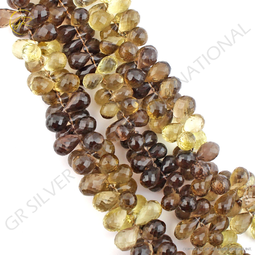 High Quality Bio Lemon Quartz Faceted Onion Shape Gemstone Beads