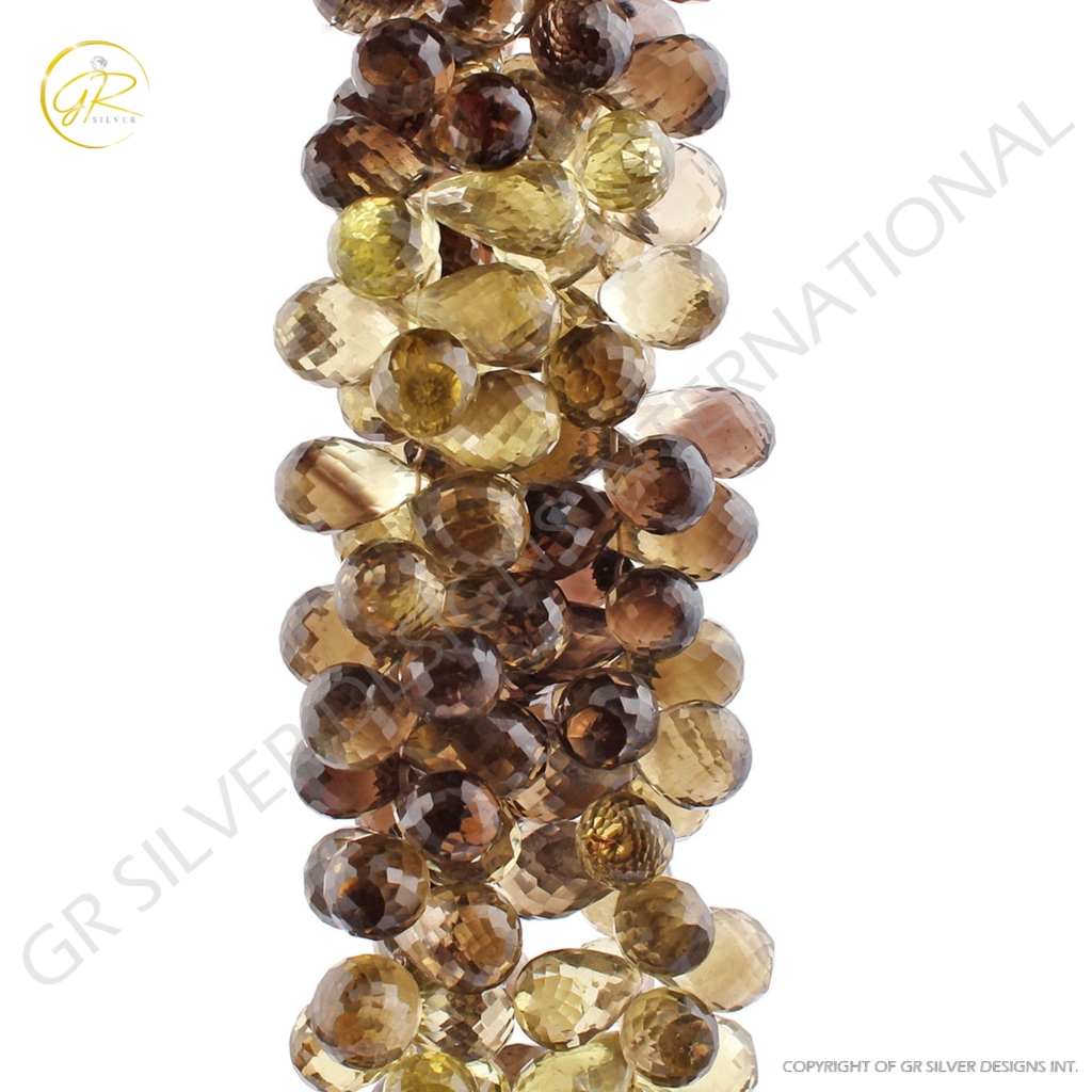 High Quality Bio Lemon Quartz Faceted Onion Shape Gemstone Beads