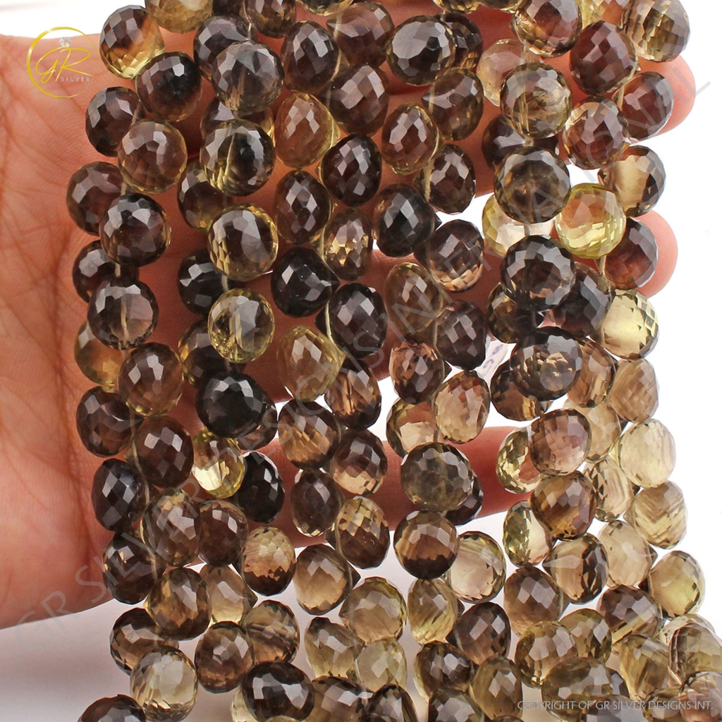 Top Quality Bio Lemon Quartz Faceted Onion 10mm Handmade Beads