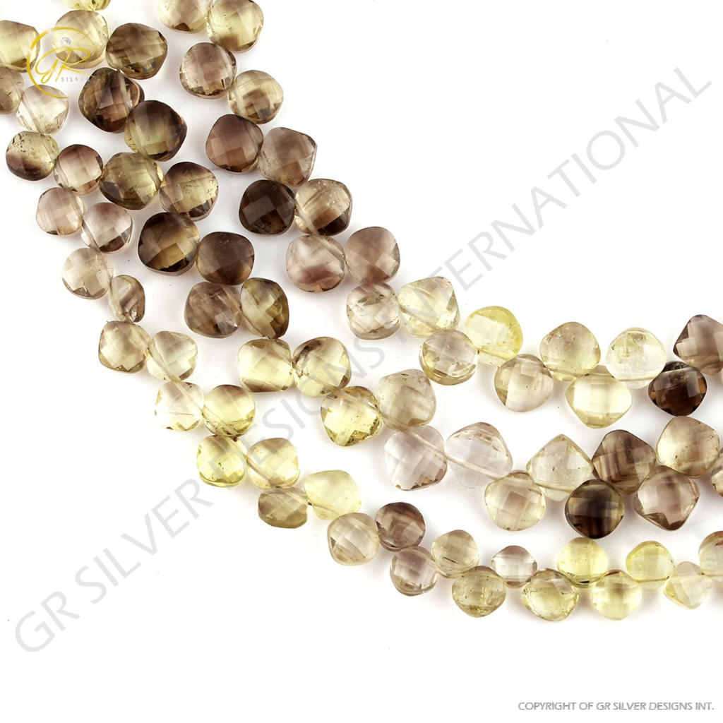 Bio Lemon Quartz Cushion Shape 6-7mm Handmade Beads