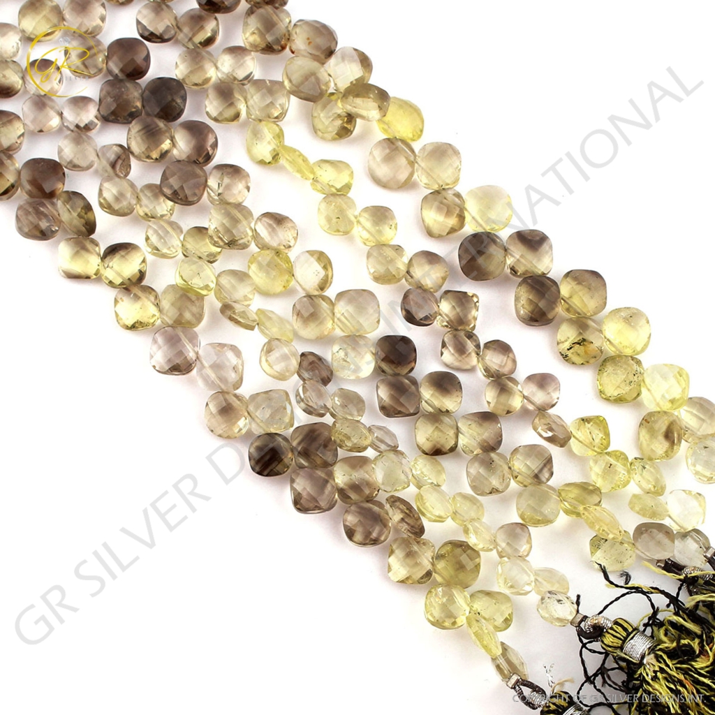 Bio Lemon Quartz Cushion Shape 6-7mm Handmade Beads