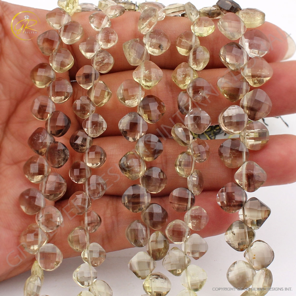 Bio Lemon Quartz Cushion Shape 6-7mm Handmade Beads