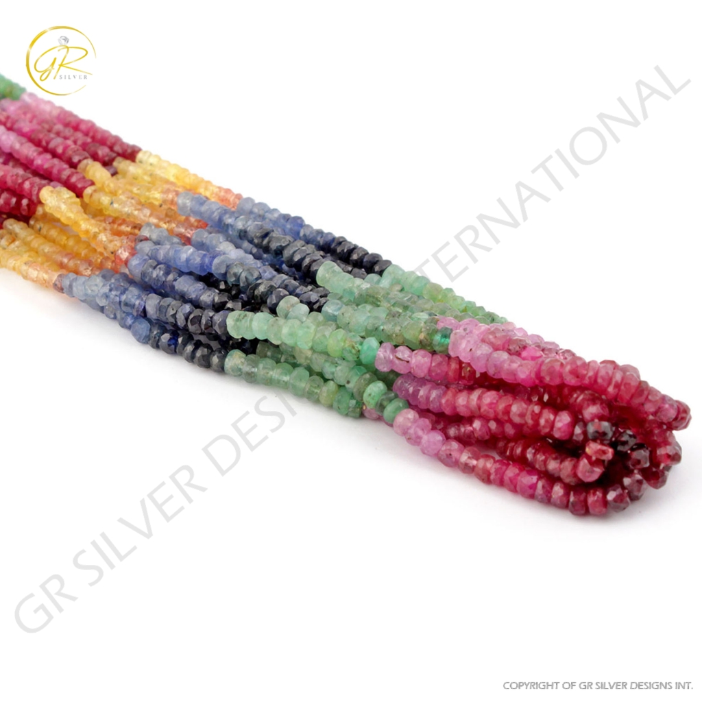 Faceted Multi Sapphire 3mm Round 7 Strands Beads For Jewelry