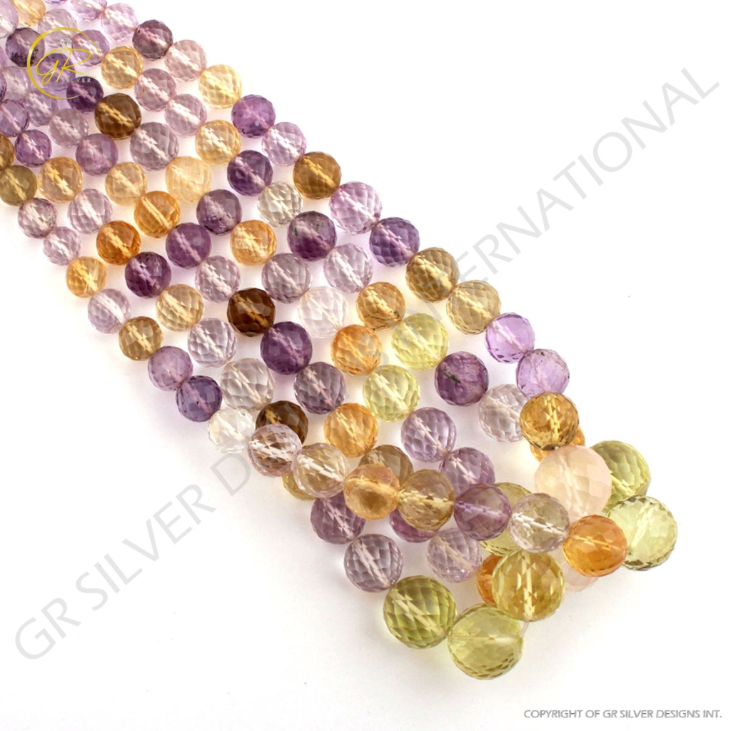 Multi Quartz Balls Shape Handmade 3 Strands Beads For Jewelry