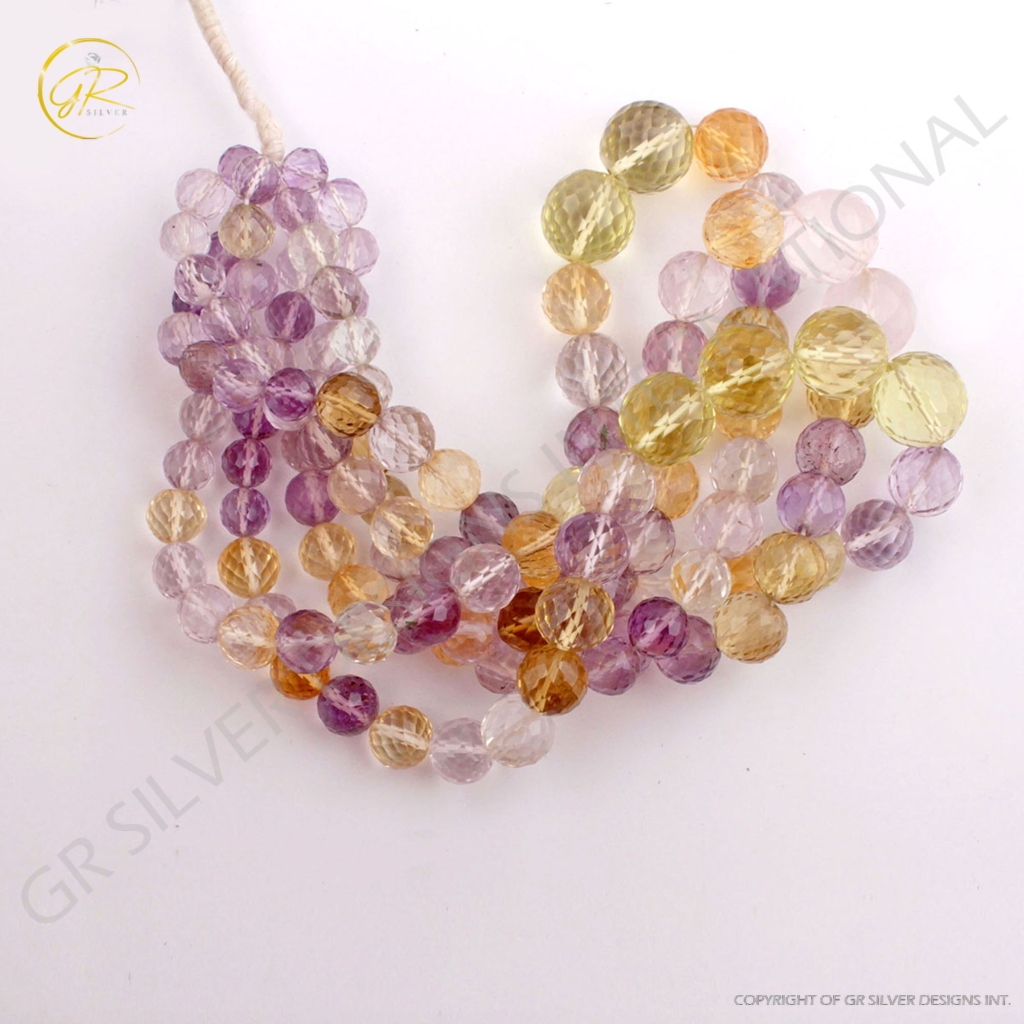 Multi Quartz Balls Shape Handmade 3 Strands Beads For Jewelry