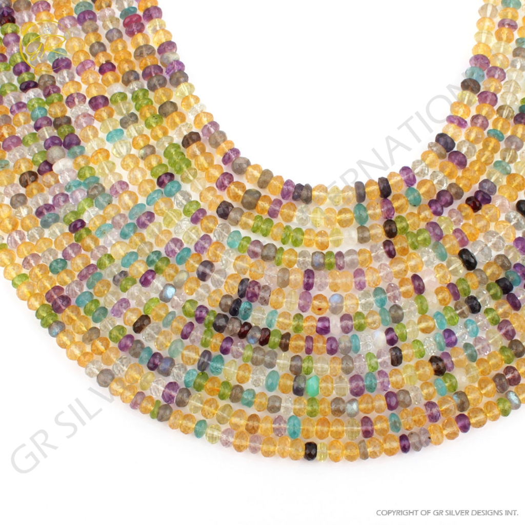 Top Quality Multi Quartz Round 6mm Faceted Gemstone Beads