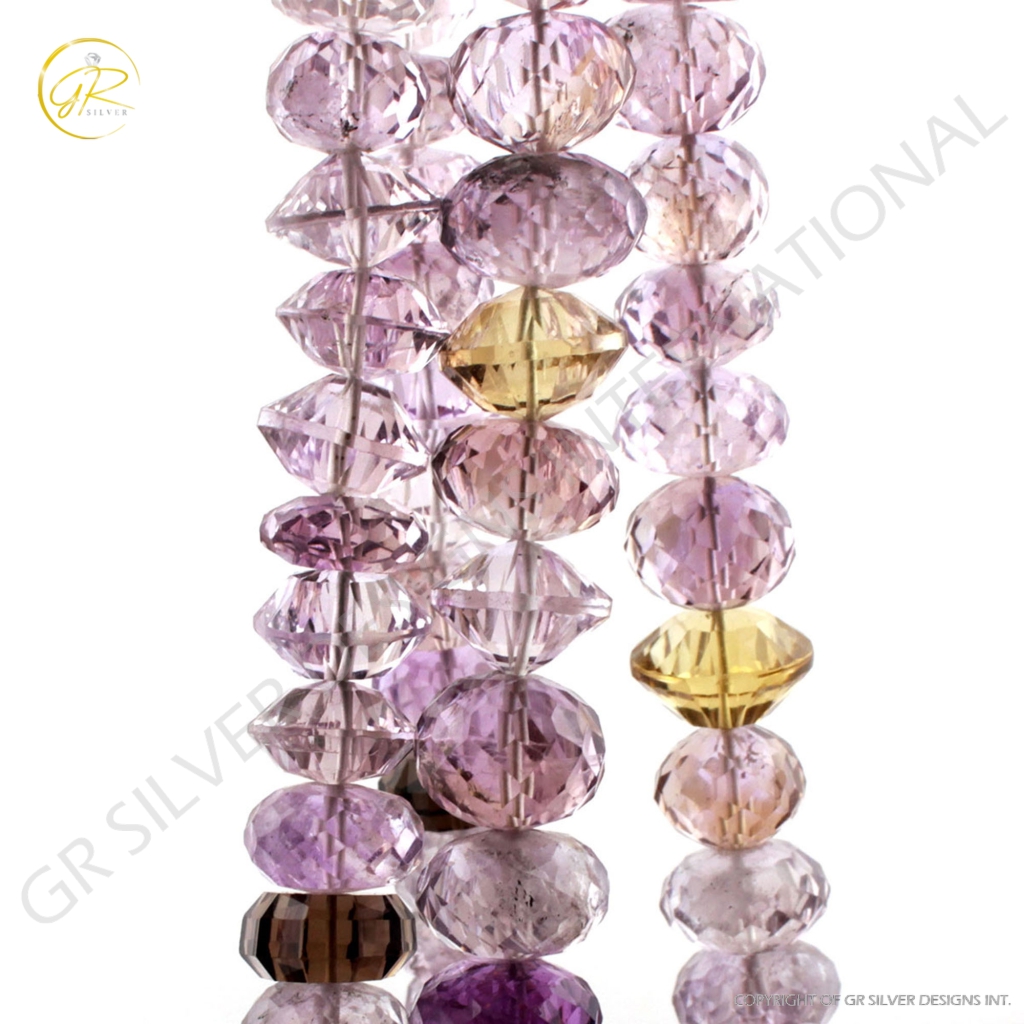 Natural Multi Quartz Round Faceted 2 Strands Beads For Jewelry