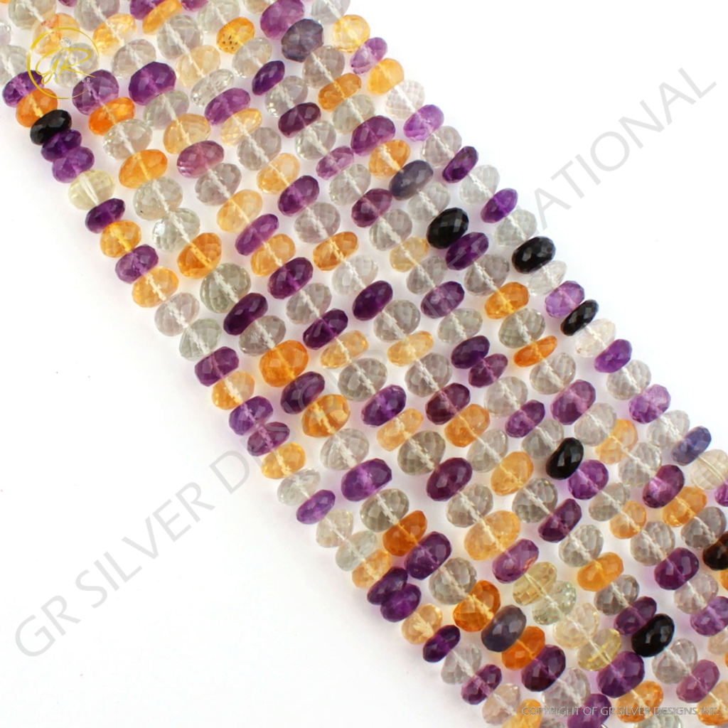 Faceted Multi Quartz Round 9mm Handmade Beads For Jewelry Making