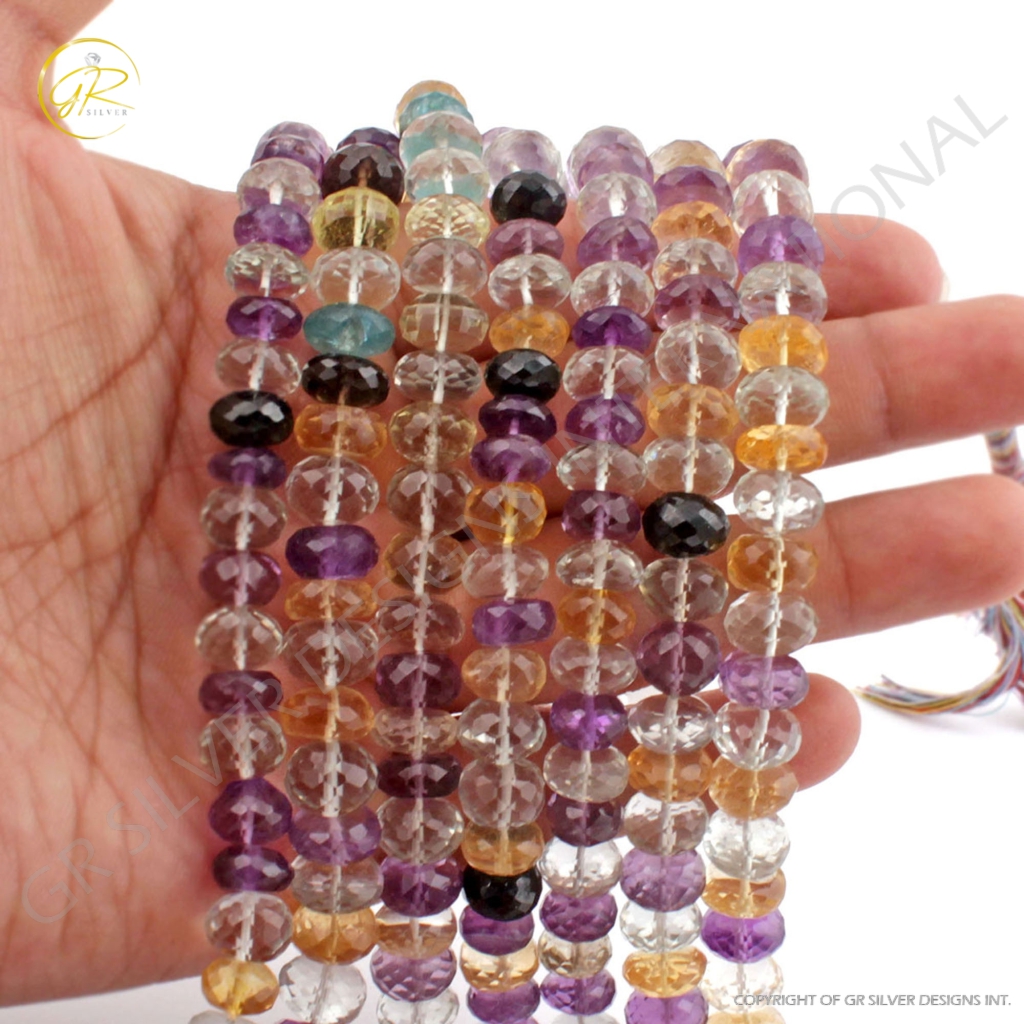 Faceted Multi Quartz Round 9mm Handmade Beads For Jewelry Making