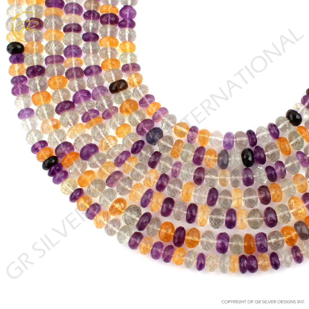 Faceted Multi Quartz Round 9mm Handmade Beads For Jewelry Making