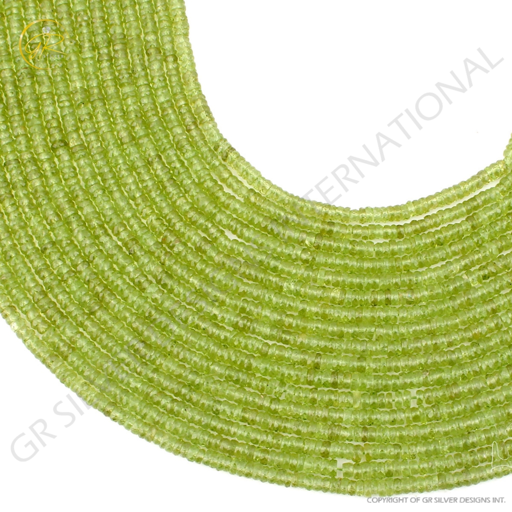 Wholesale Natural Peridot Tyre Shape Handmade Beads 17 Strands