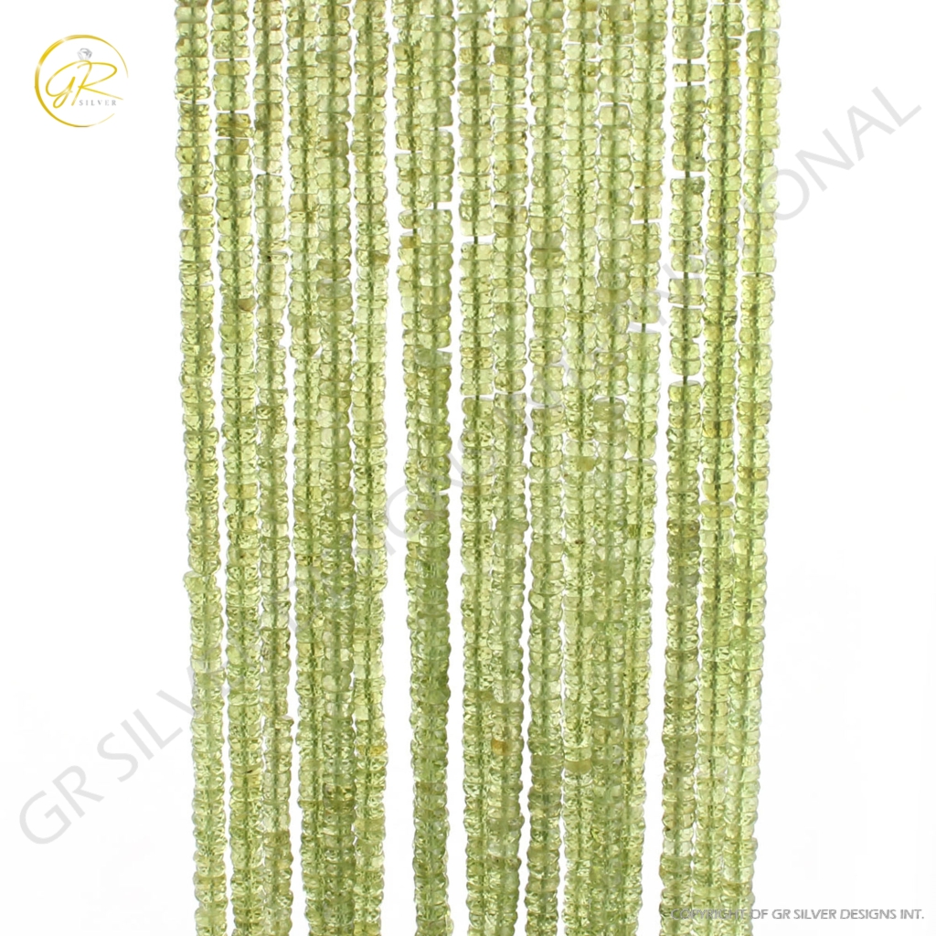 Wholesale Natural Peridot Tyre Shape Handmade Beads 17 Strands