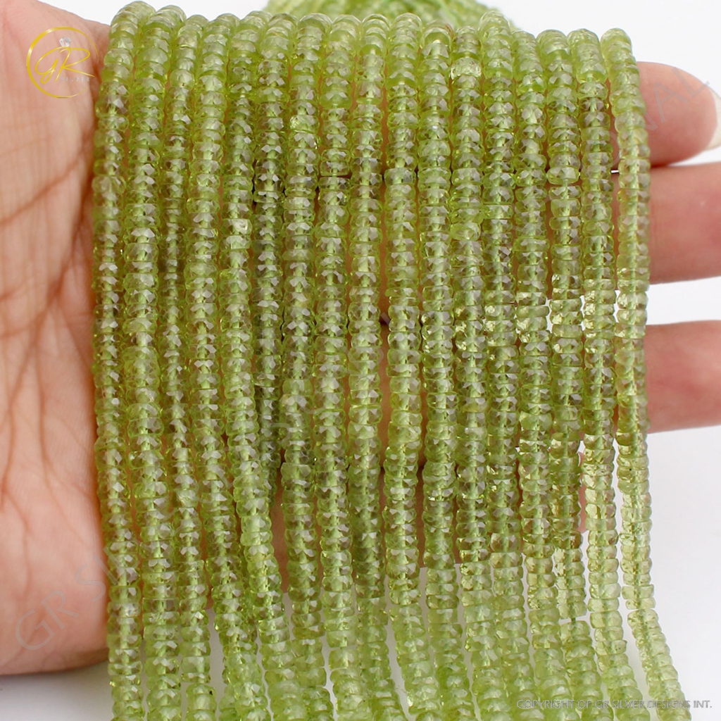 Wholesale Natural Peridot Tyre Shape Handmade Beads 17 Strands