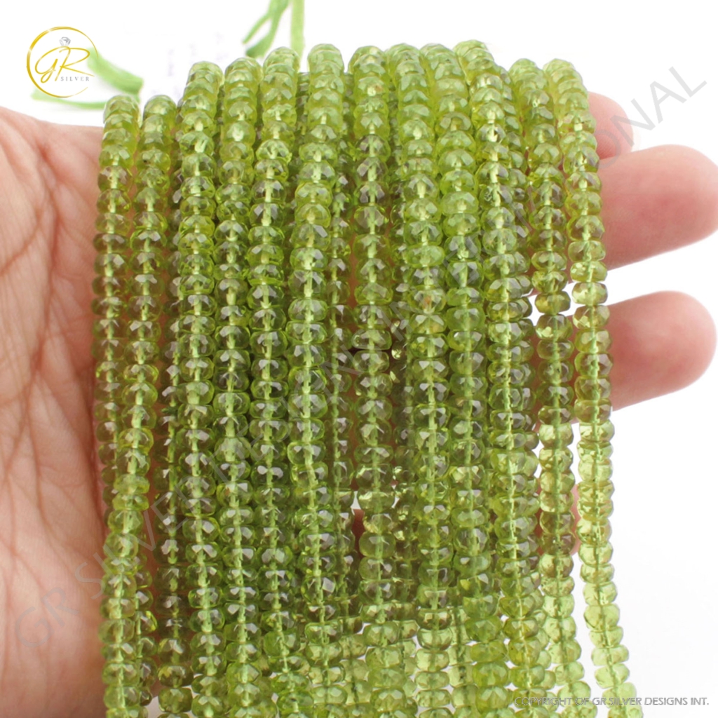 Natural Peridot Gemstone 5mm Round Faceted Beads