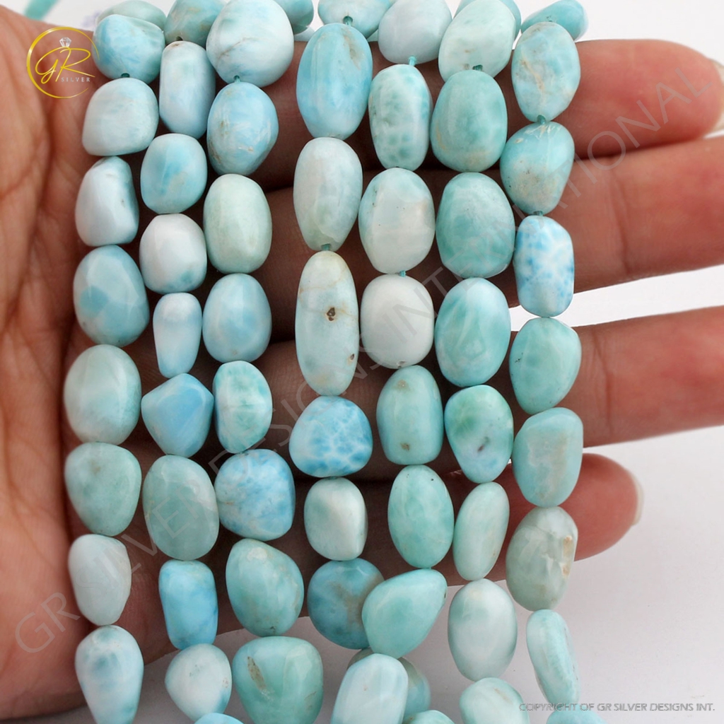 Natural Larimar Mix Tumble Gemstone Beads For Jewelry Making