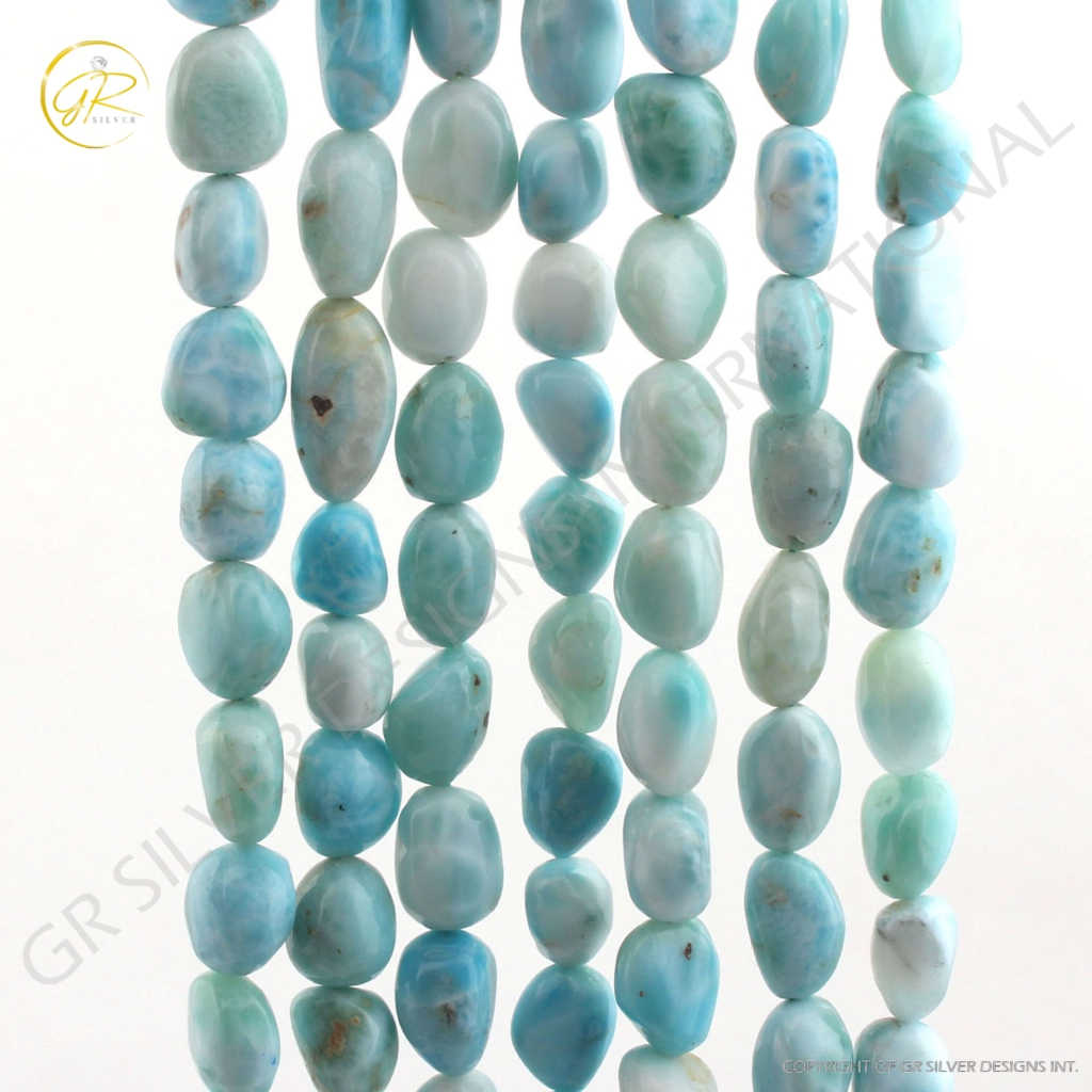 Natural Larimar Mix Tumble Gemstone Beads For Jewelry Making