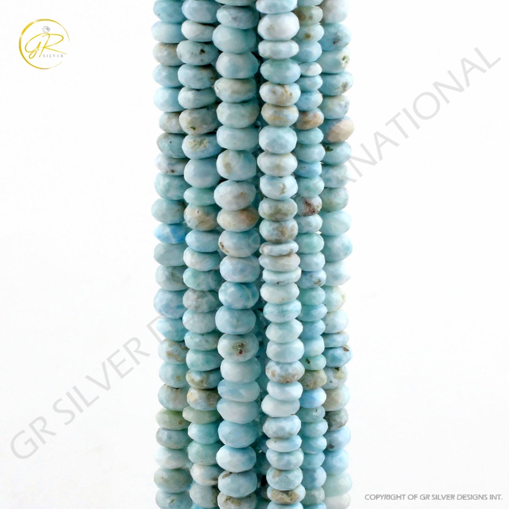 8-10mm Round Faceted Larimar Handmade Gemstone Beads 10 Strands