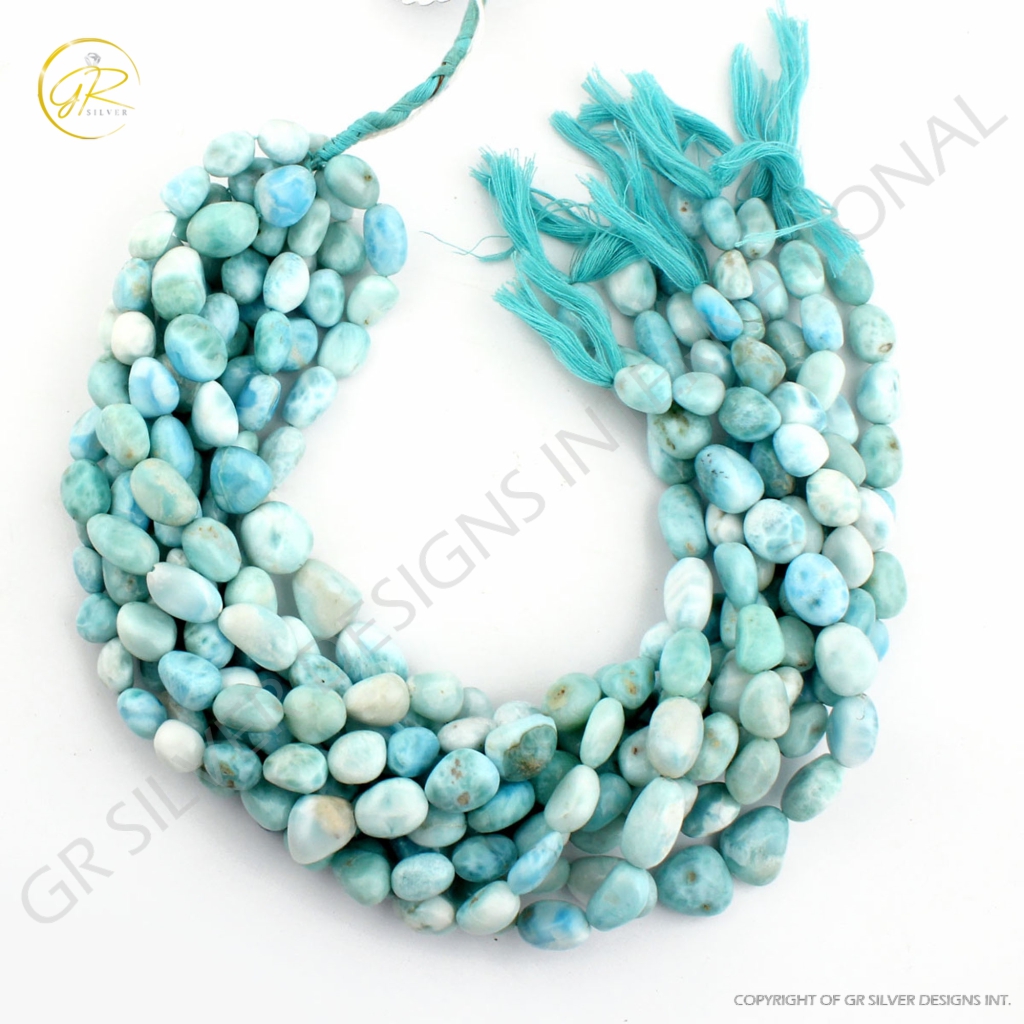 High Quality Larimar Handmade Tumble Gemstone Beads For Jewelry