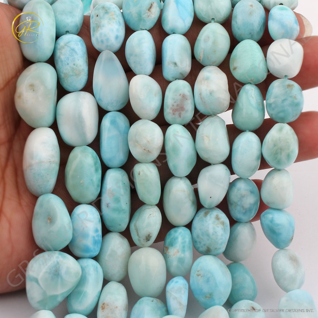 High Quality Larimar Handmade Tumble Gemstone Beads For Jewelry