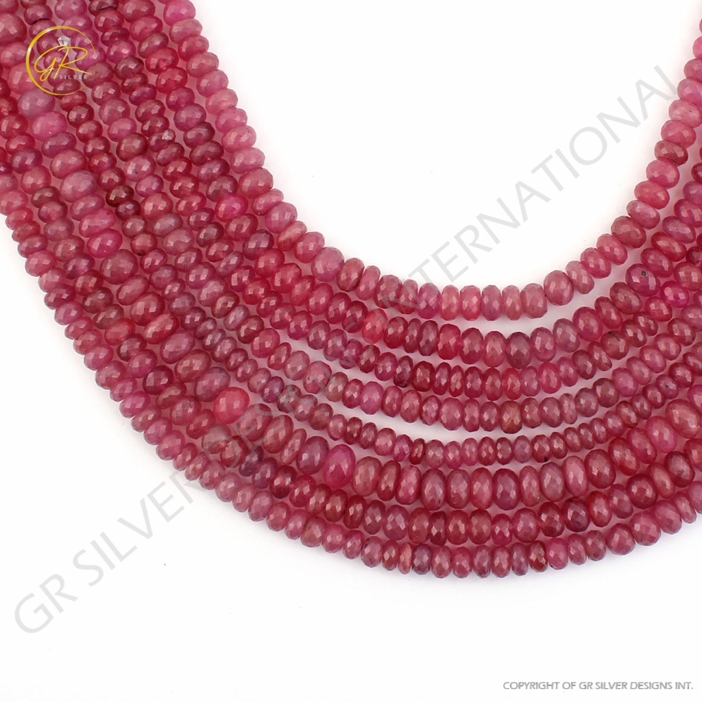 Natural Glass Field Ruby 5-8mm Round Gemstone Handmade Beads