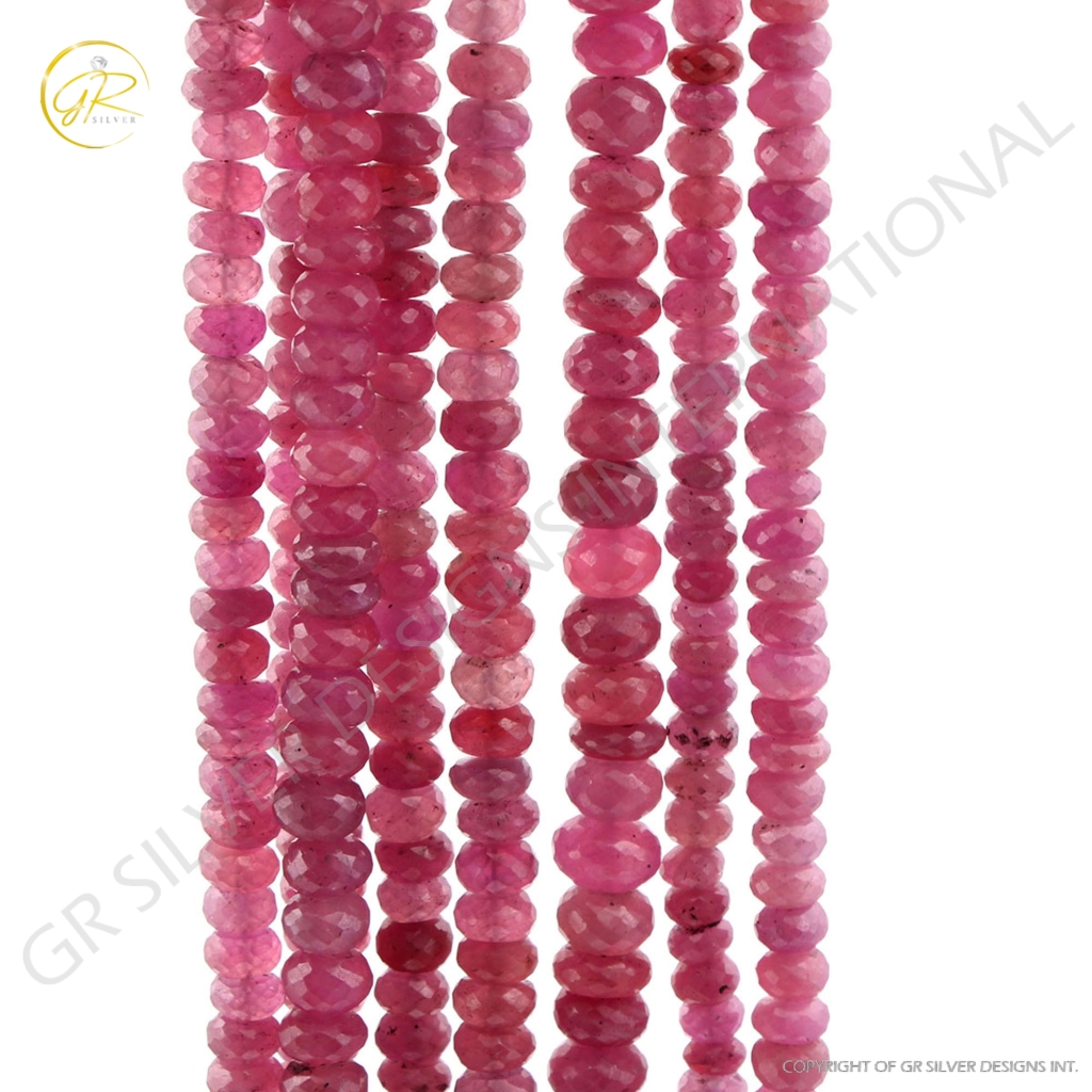 Natural Glass Field Ruby 5-8mm Round Gemstone Handmade Beads