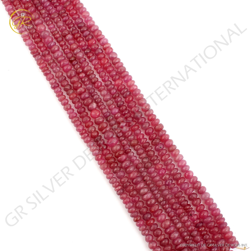 Natural Glass Field Ruby 5-8mm Round Gemstone Handmade Beads