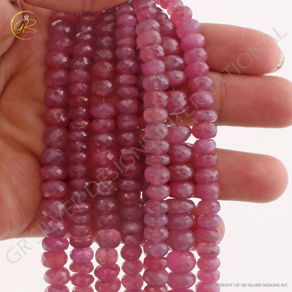 Natural Glass Field Ruby 5-8mm Round Gemstone Handmade Beads