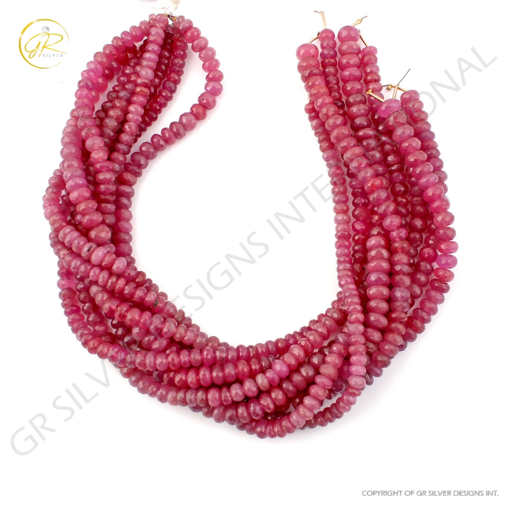 Natural Glass Field Ruby 5-8mm Round Gemstone Handmade Beads