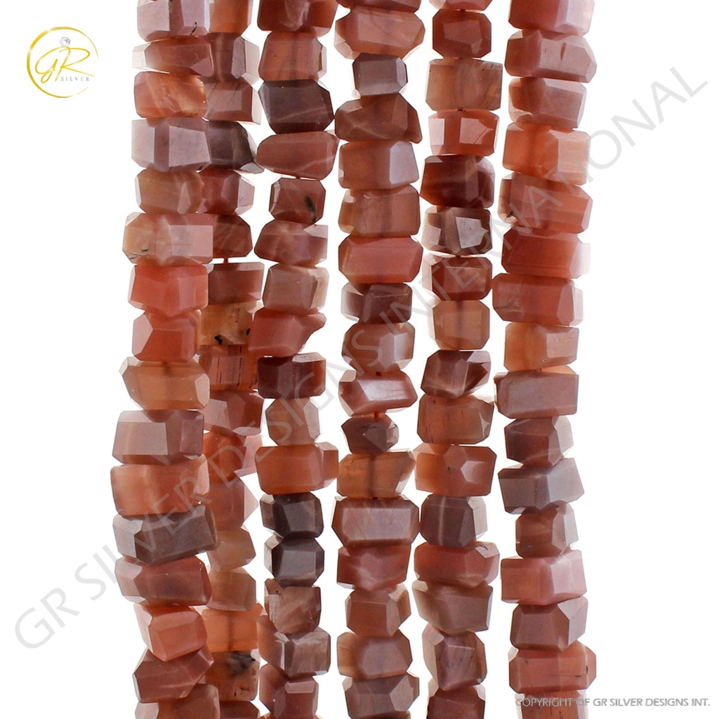 Natural Chocolate Moonstone Faceted Tumble 7-10mm Handmade Beads