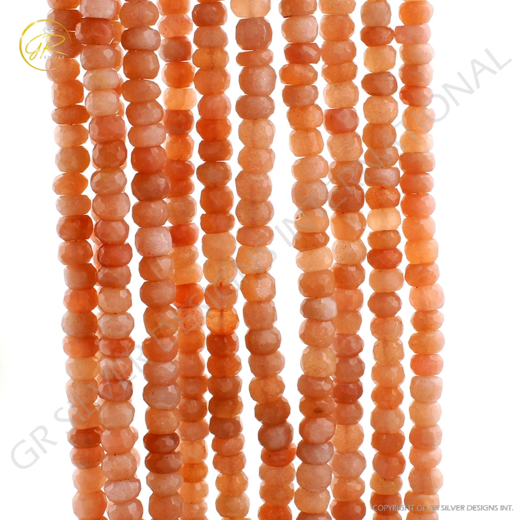 Round Faceted Peach Moonstone 7mm Handmade Beads 11 Strands